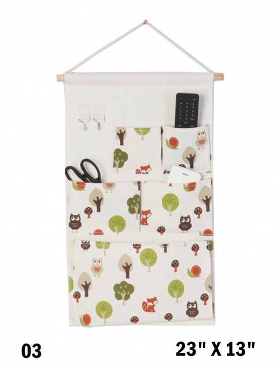 Forest 5 Pocket Organizer Storage Rack W/ Forrest Print